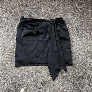 Black Satin Wrap Skirt